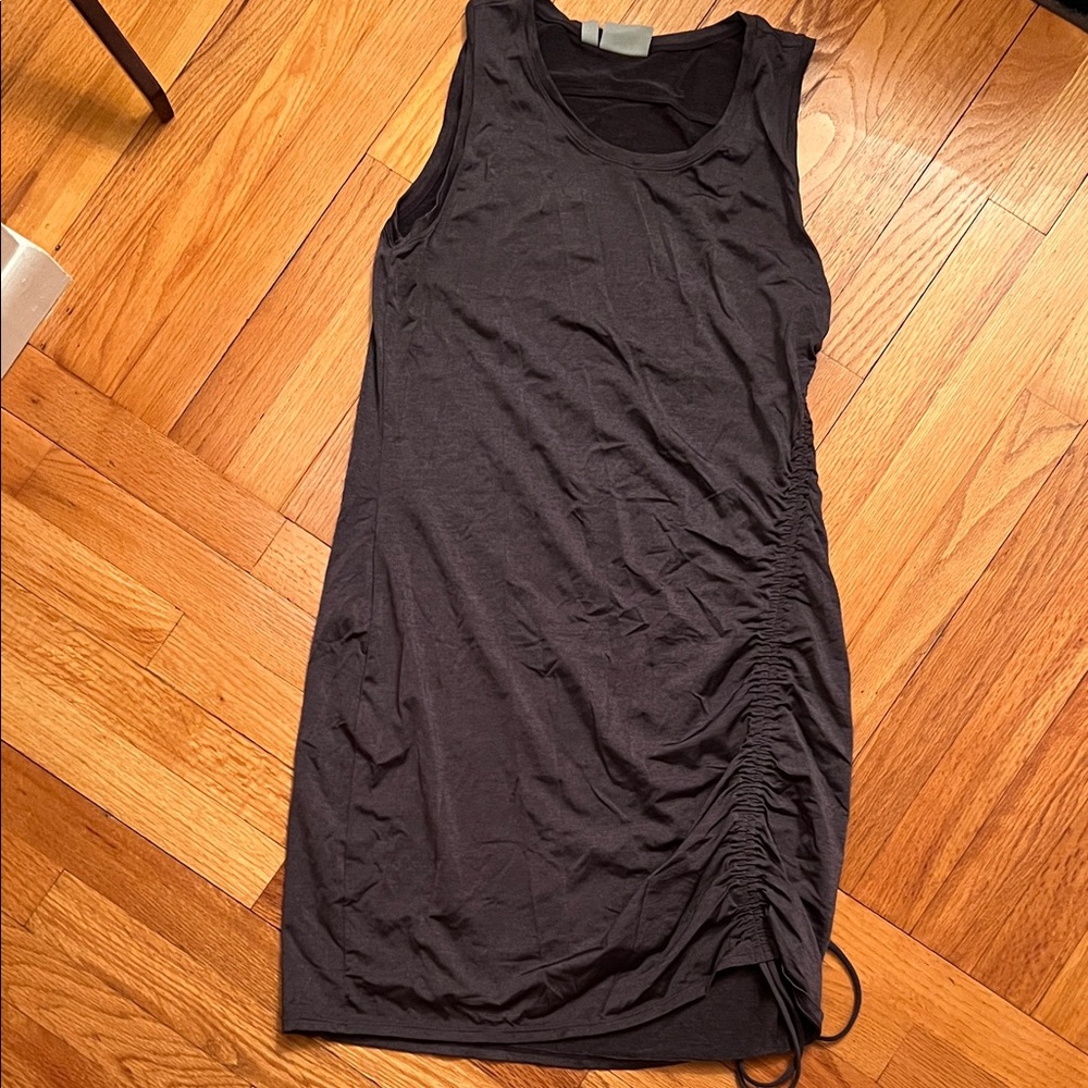 Athleta Charcoal Grey Ruched Side Tank Dress Swim Rash-guard Medium